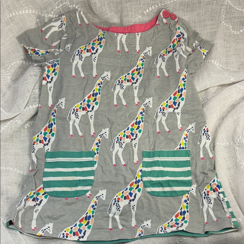 Mini Boden cotton giraffe print dress 4-5y